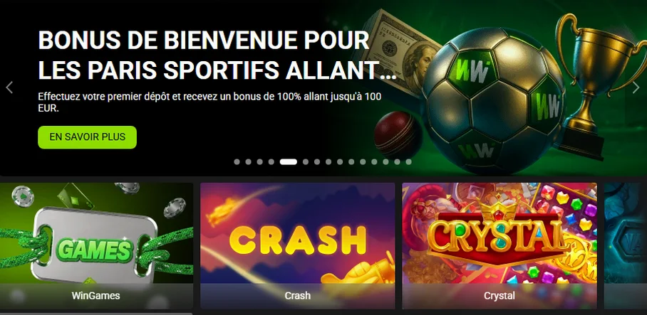Winwin Casino — Jusqu'à 500 € et 100 tours gratuits sur le premier dépôt