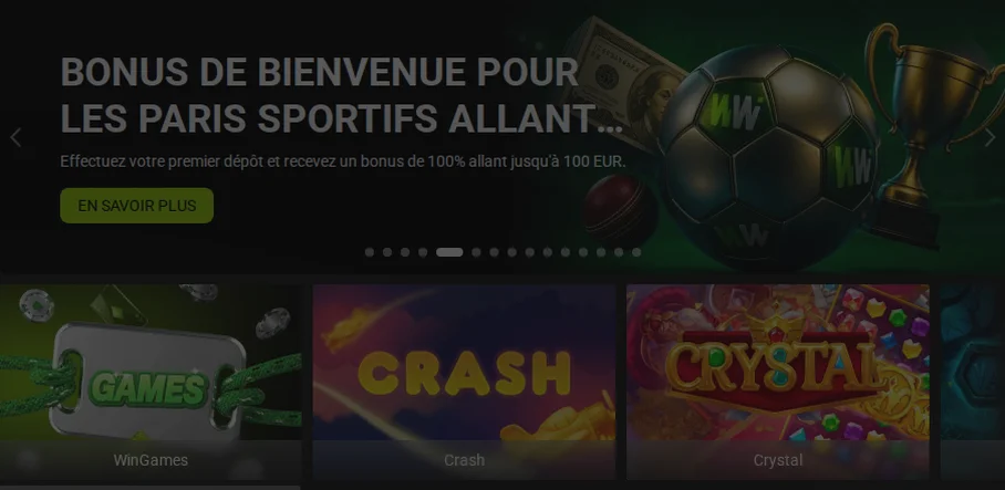 Winwin Casino — Jusqu'à 500 € et 100 tours gratuits sur le premier dépôt
